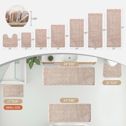 Disolla Beige & White Bathroom Runner Rug 24x70, Plush Extra Large Bath Mat - Image 3