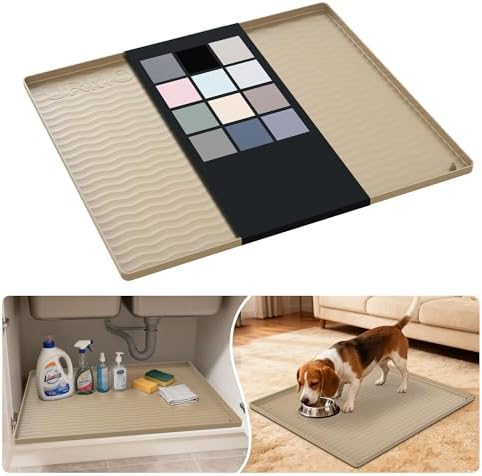 URMONA Waterproof Silicone Under Sink Mat, 25 x 22 in, Flexible Shelf Liner by URMONA