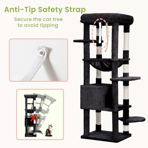 Heybly Cat Tree for Large Cats, 20lbs Heavy Duty, 60 inches XXL HCT050G - Image 6