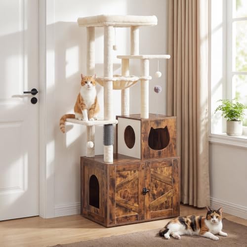 HOOBRO Cat Tree with Litter Box Enclosure, Tall Cat Tower - Image 7