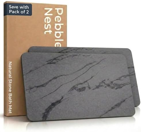 Stone Bath Mat – Diatomaceous Earth Quick Drying Non-Slip Bathroom Mat – by PebbleNest