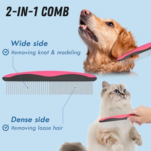 Docrok Pet Grooming Brush and Metal Comb Combo - Image 3
