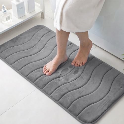 Flamingo P Grey Bath Mat 47x17 Extra Long Quick Dry Washable by FlamingoP