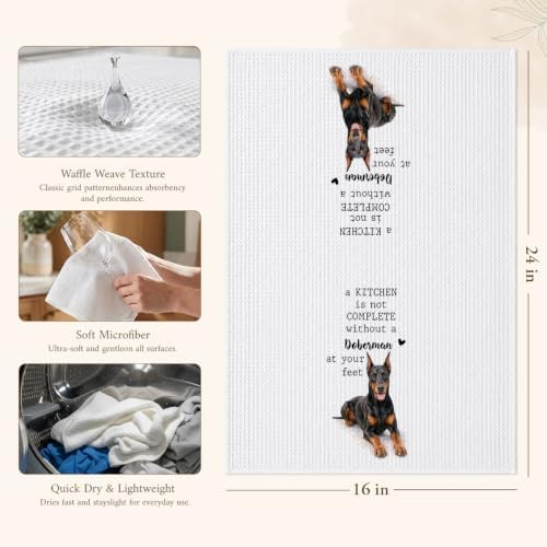 Doberman Kitchen Towel, Funny Dog Lover Kitchen Decor - Image 2