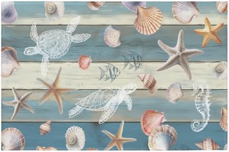 Giwawa Coastal Starfish Bath Rug Summer Sea Turtle Bathroom Carpet Soft Non by Giwawa