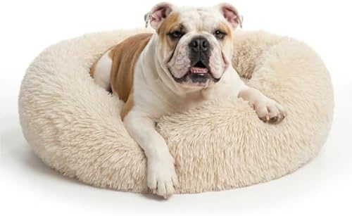 nononfish Medium Dog Bed, Calming Donut Plush Round Pet Bed by nononfish