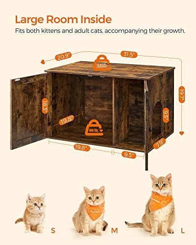 Feandrea Cat Litter Box Enclosure, End Table, 31.5 x 20.9 x 19.7 Inches - Image 5