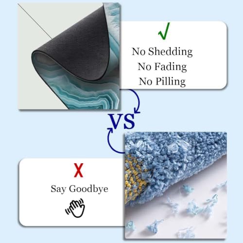 Aquamarine White-Agate- Super Absorbent Quick-Drying Bathroom Mat Rug, Rubber - Image 4