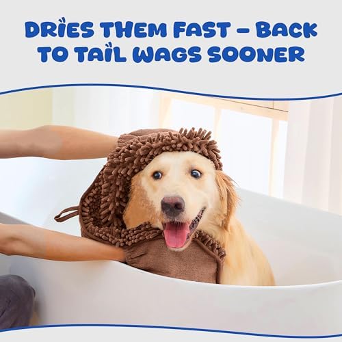 Dog Towel for Drying Dogs, Absorbent Microfiber Bath Towel, Hand Pockets - Image 7