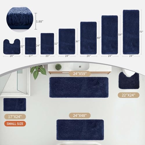 Disolla Navy Blue Bathroom Rugs 24x48, Non-Slip Plush Thick Bath Mat - Image 2