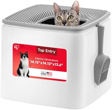 IRIS USA Large Top Entry Cat Litter Box, Hooded Privacy by IRISUSA