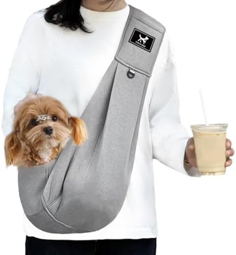 Dog Sling Carrier for Small Dogs up to 15 lbs, Hands-Free, Size L by PAWPUBBY