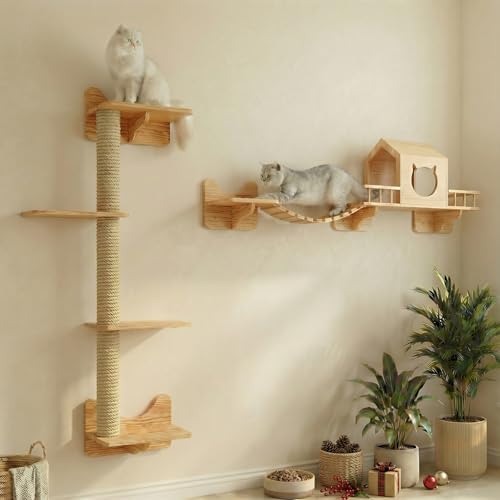Cat Shelves for Wall – Cat Climbing Furniture Set for Large Cats by CreatingaBetterLife