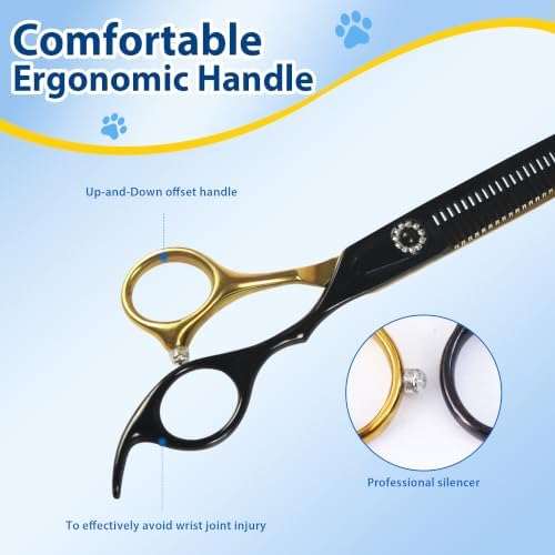 7" Dog Grooming Thinning Shears, 40Teeth V-Shape Pet Scissors, 30% Thinning - Image 5