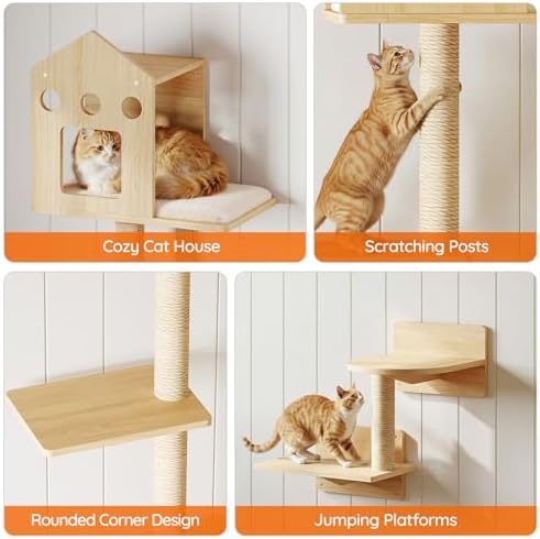HOOBRO Cat Wall Shelves, Wood Wall Mounted Cat Shelves - Image 3
