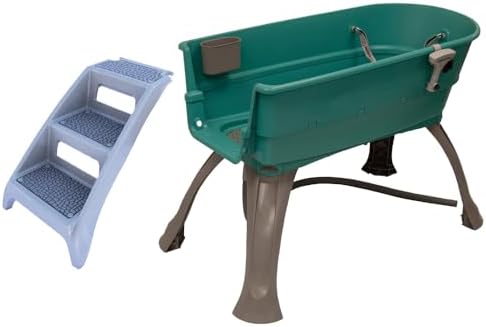 Booster Bath Elevated Portable Pet Bathing and Grooming Dog Bath Tub, Steps by BoosterBath