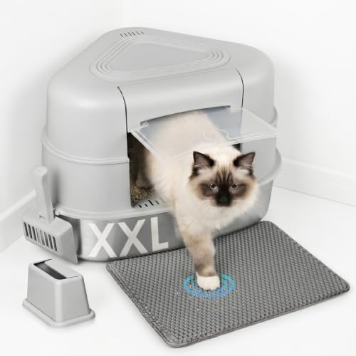 Stainless Steel XXL Corner Cat Litter Box by Kettnjoy