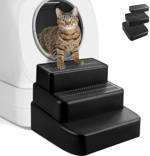 3 Step Litter Box Ramp Adjustable Detachable Litter Box Step by Bartuke