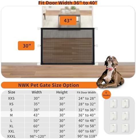 NWK 2Pcs Dog Gate for Stairs and Doorways 43''X30'', 30’’ Tall - Image 2