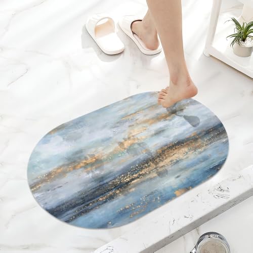 Gold-and-Blue-Sky Super Absorbent Quick-Drying Bathroom Mat Rug, Rubber - Image 6