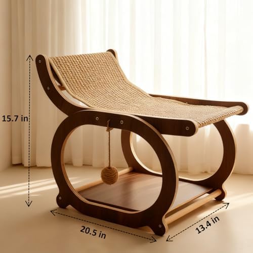 Sisal Cat Scratcher Chair, Elevated Cat Lounge Beds - Image 2