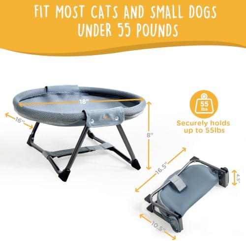 KITTY KINGDOM No-Assembly Folding Cat Hammock, Portable Elevated Cat Bed - Image 6