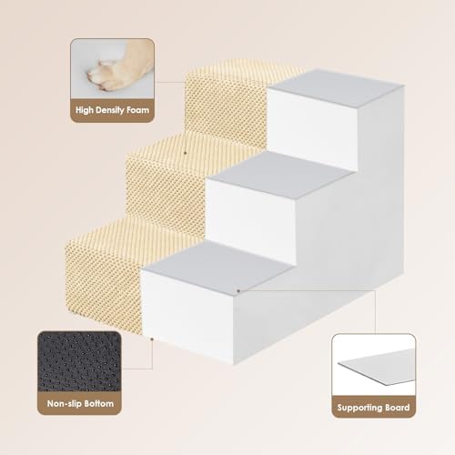 EHEYCIGA Dog Stairs for Small Dogs 13.5" H, 3-Step Dog Steps for Cats - Image 3