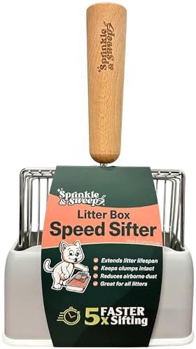 Cat Litter Scoop, Metal Litter Scooper – 5X Faster No-Shake Sifting Design by SprinkleSweep