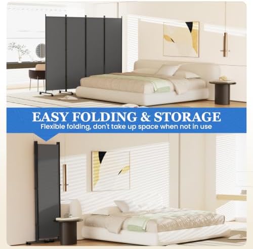 SUNALLY Room Divider Privacy Screens, 4 Panels Dividers - Image 5
