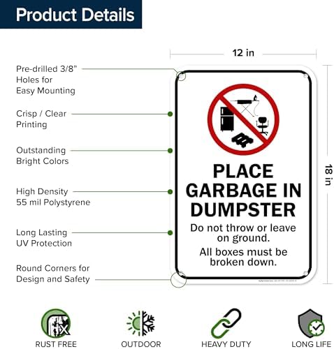 Place Garbage Inside Dumpster Do Not Throw Or Leave On Ground All Boxes - Image 6