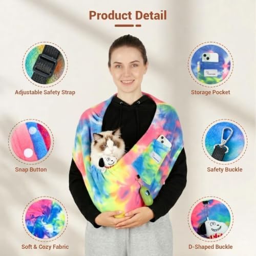 Hands-Free Cat Sling Carrier for Small Dogs & Cats, Soft Fleece - Image 4