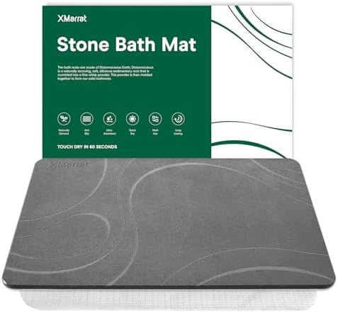 XMarrat Stone Bath Mat, Diatomaceous Earth Shower Mat, 23.6" x15.4'' by XMarrat