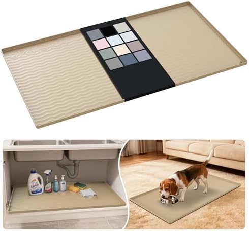 URMONA Waterproof Silicone Under Sink Mat, 40 x 22 in, Flexible Shelf Liner by URMONA
