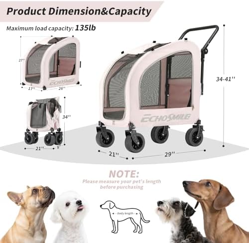EchoSmile 4-Wheel Pet Stroller for Dogs & Cats - Image 2