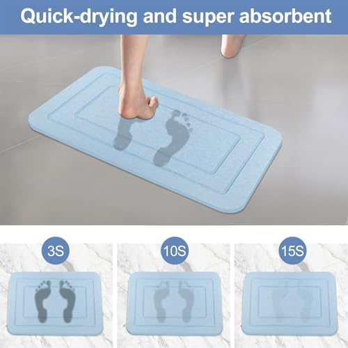 2 Pack Diatomaceous Earth Bath Mat, Stone Shower Mat, Non-Slip Super Absorbent - Image 4