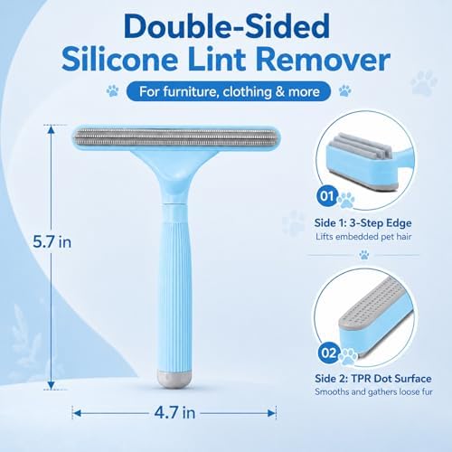 2 Pack Reusable Pet Hair Remover and Fabric Lint Scraper Set - Image 3