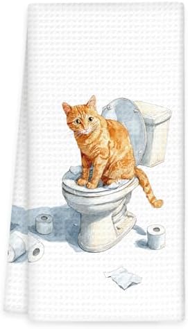 Funny Orange Cat Bathroom Hand Towels, Gifts by OINDADE
