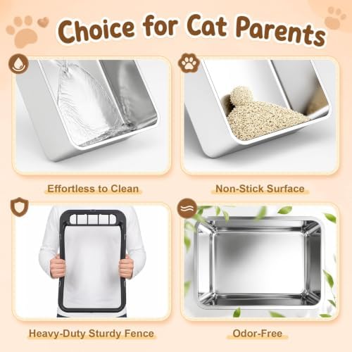 Jotesnew Small Stainless Steel Cat Litter Box - Image 5