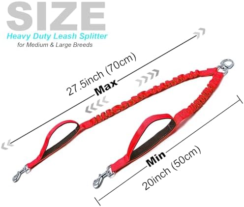 20" Double Dog Leash Coupler Bungee Shock Absorbing 2 Large Dogs - Image 2