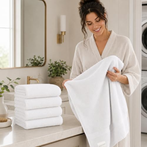 (Pack of 24 White Bath Towels Bulk 20x40 Inches - Image 6
