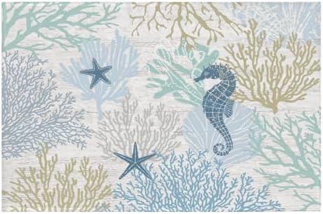 Giwawa Summer Coral Bath Rug Coastal Starfish Bathtub Mat Extra Soft Washable by Giwawa