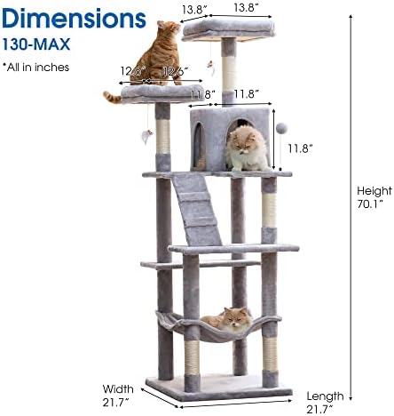 MWPO 70.1-Inch Large Cat Tree, Plush Cat Condo - Image 6