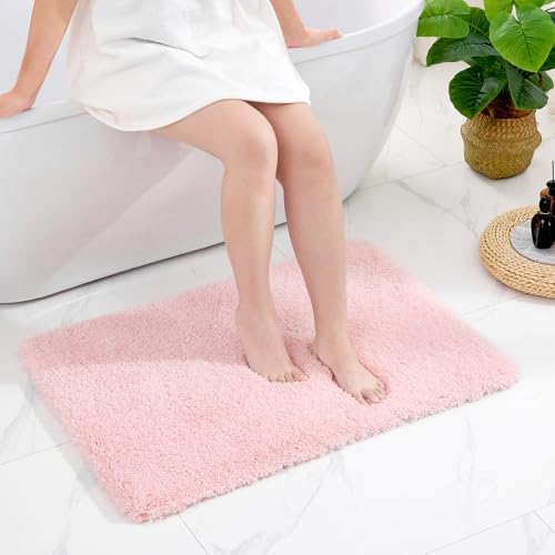 Disolla Pink Bathroom Rugs 24x36, Non-Slip Plush Thick Bath Mat by Disolla