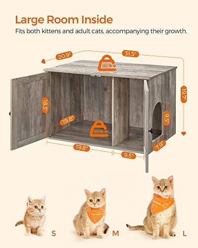 Feandrea Cat Litter Box Enclosure, End Table, 31.5 x 20.9 x 19.7 Inches - Image 5