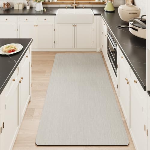Mecko Bath Mat 24"x48", Ultra Thin Bathroom Rug fit Under Door Light Grey - Image 2