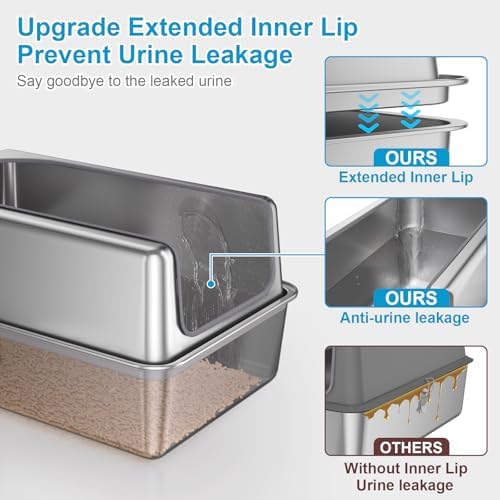 12'' High Sides XL All Stainless Steel Cat Litter Box - Image 4