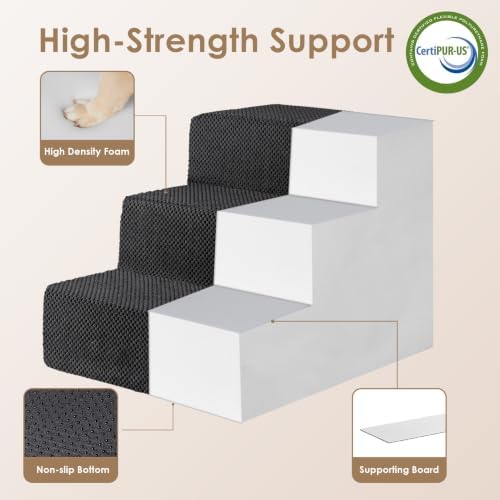 EHEYCIGA Dog Stairs 13.5" H, 3-Step Extra Wide Dog Steps - Image 4