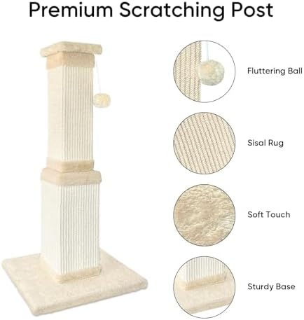 Cat Scratching Post for Indoor Cats, 32Inch Sisal Cat Scratcher - Image 2