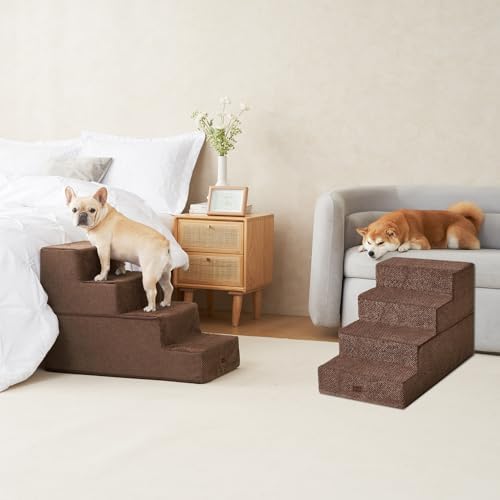 EHEYCIGA Dog Stairs for Bed 20" H, 4-Step Extra Wide Dog Steps - Image 5