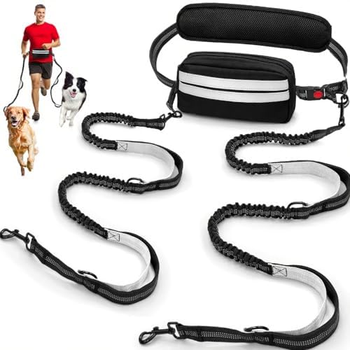 Hands Free Double Dog Leash for 2 Dogs by godyoy